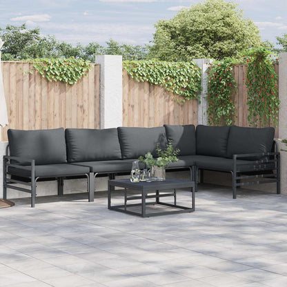 Set Divano da Giardino con cuscino 5 pcs Nero Acciaio | homemem39