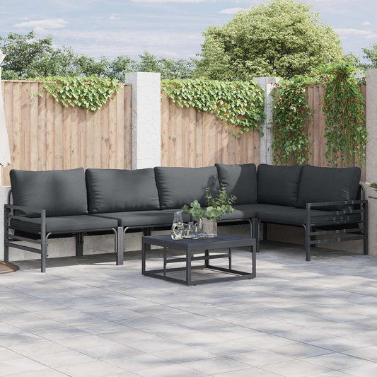Set Divano da Giardino con cuscino 5 pcs Nero Acciaio | homemem39