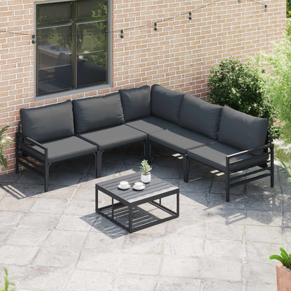 Set Divano da Giardino con cuscino 5 pcs Nero Acciaio | homemem39