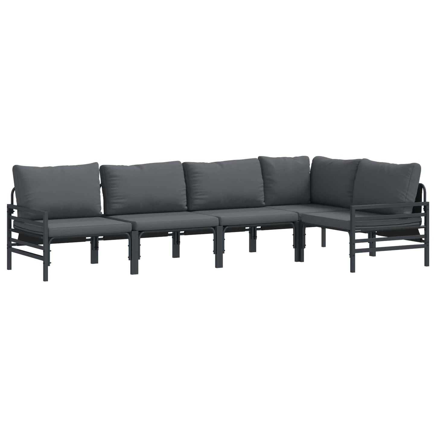 Set Divano da Giardino con cuscino 5 pcs Nero Acciaio