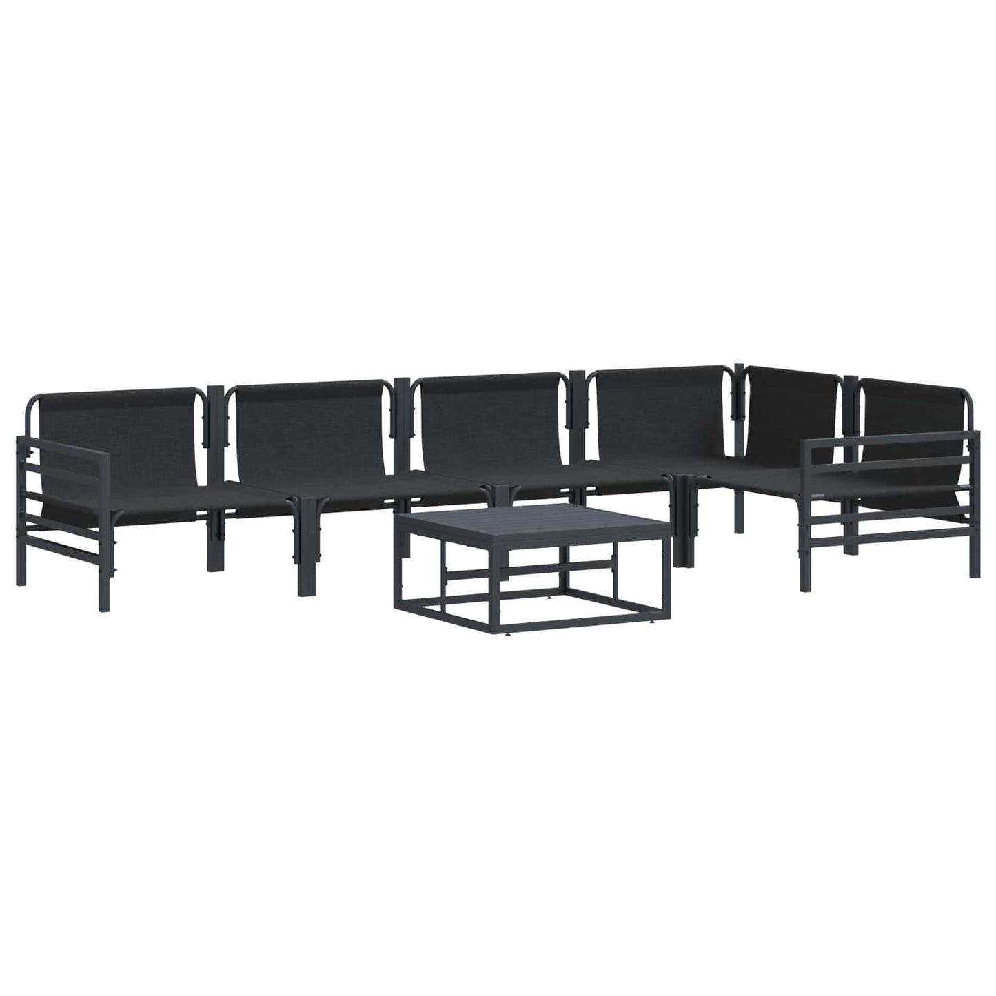 Set Divano da Giardino con cuscino 6 pcs Nero Acciaio