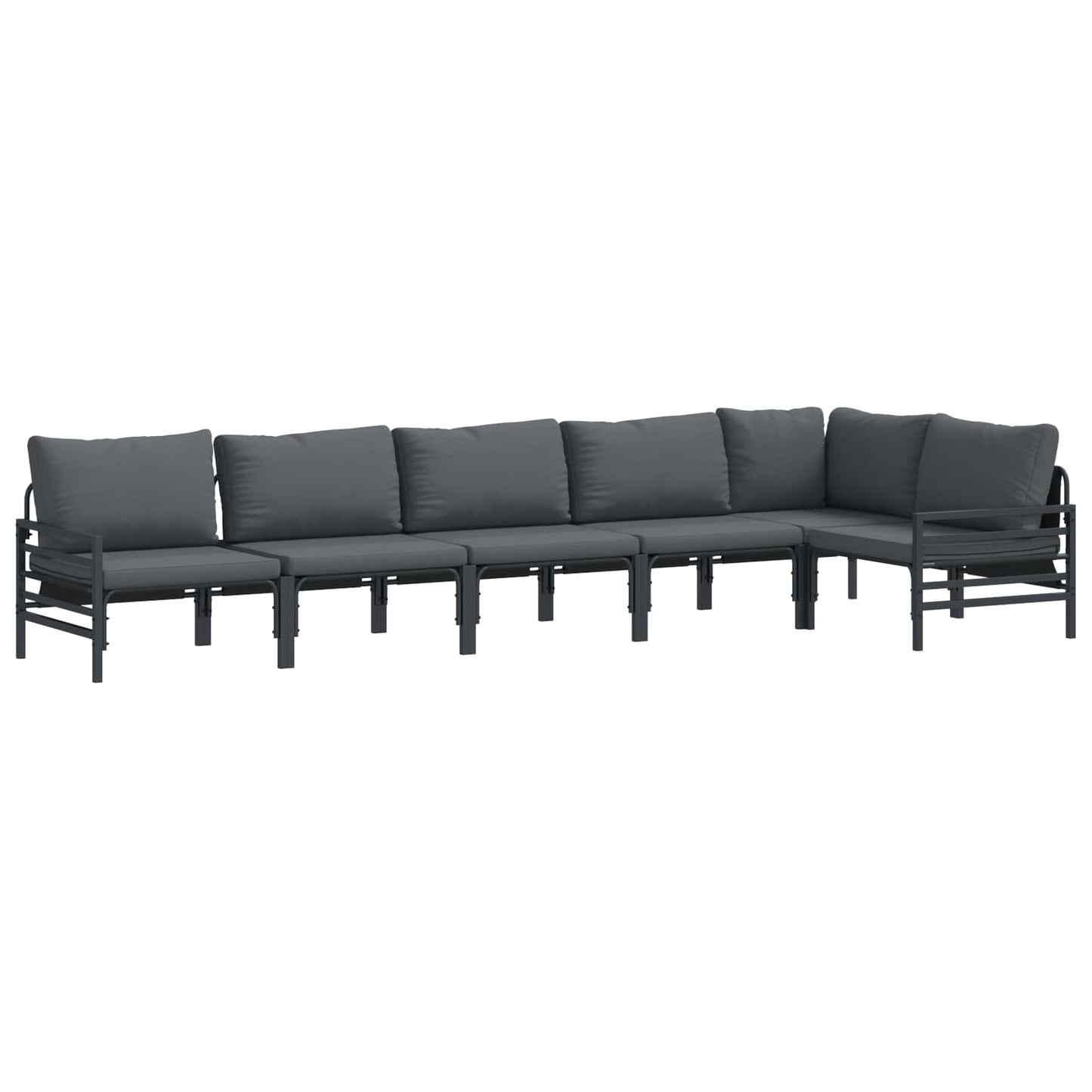 Set Divano da Giardino con cuscino 6 pcs Nero Acciaio