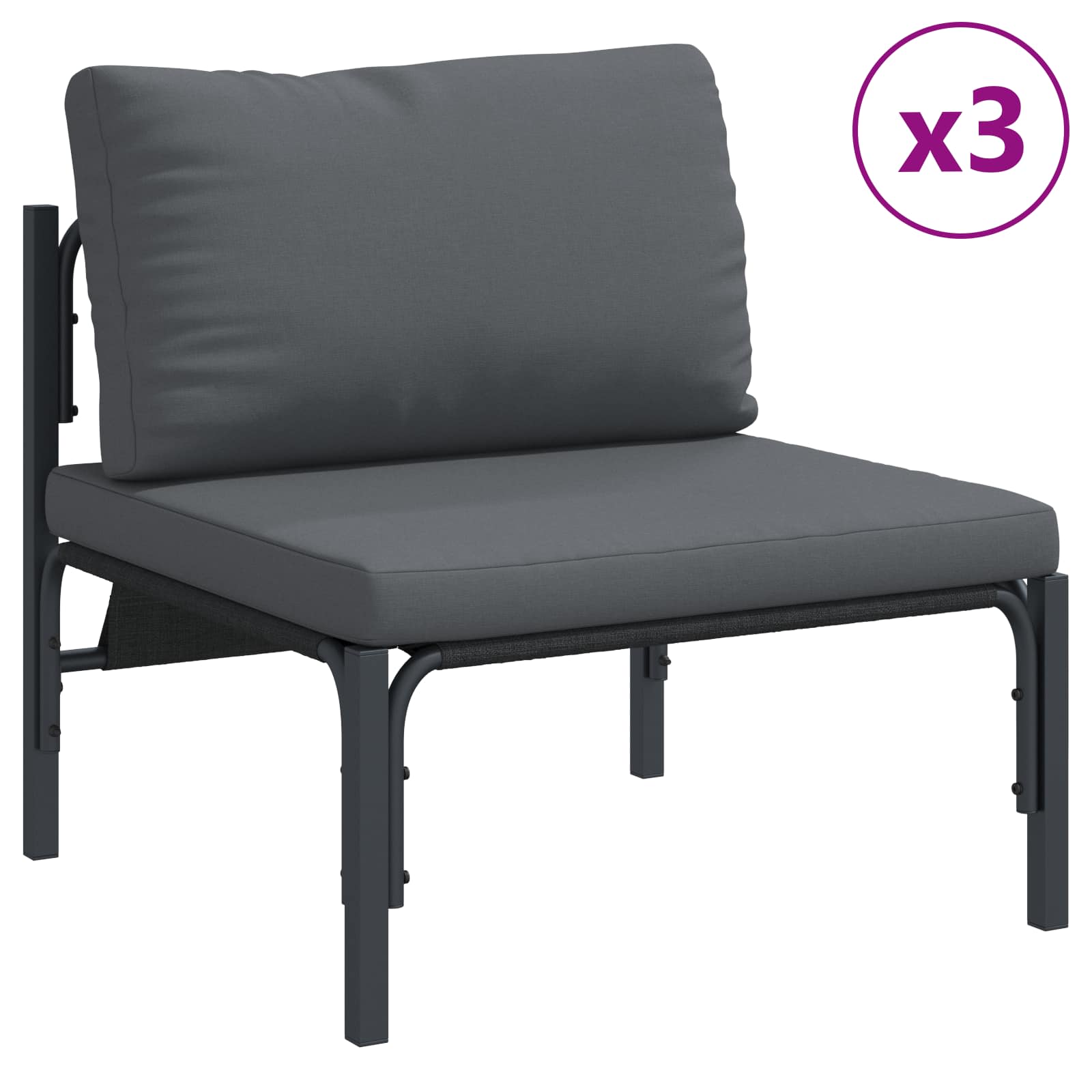 Set Divano da Giardino con cuscino 6 pcs Nero Acciaio | homemem39