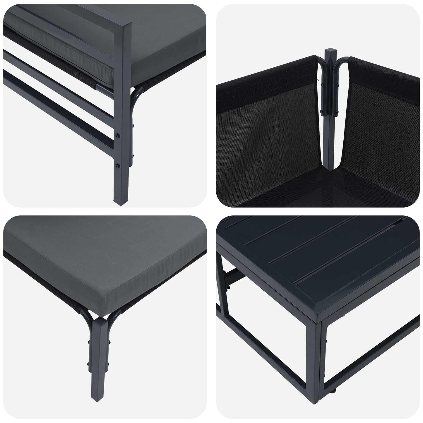Set Divano da Giardino con cuscino 7 pcs Nero Acciaio | homemem39