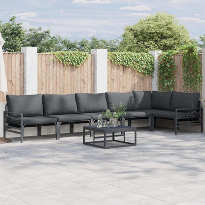 Set Divano da Giardino con cuscino 7 pcs Nero Acciaio