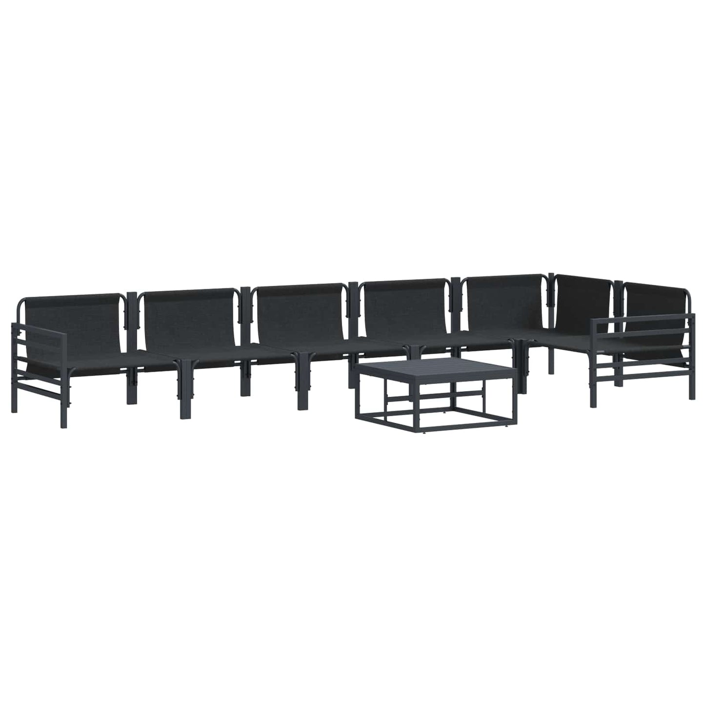 Set Divano da Giardino con cuscino 7 pcs Nero Acciaio | homemem39