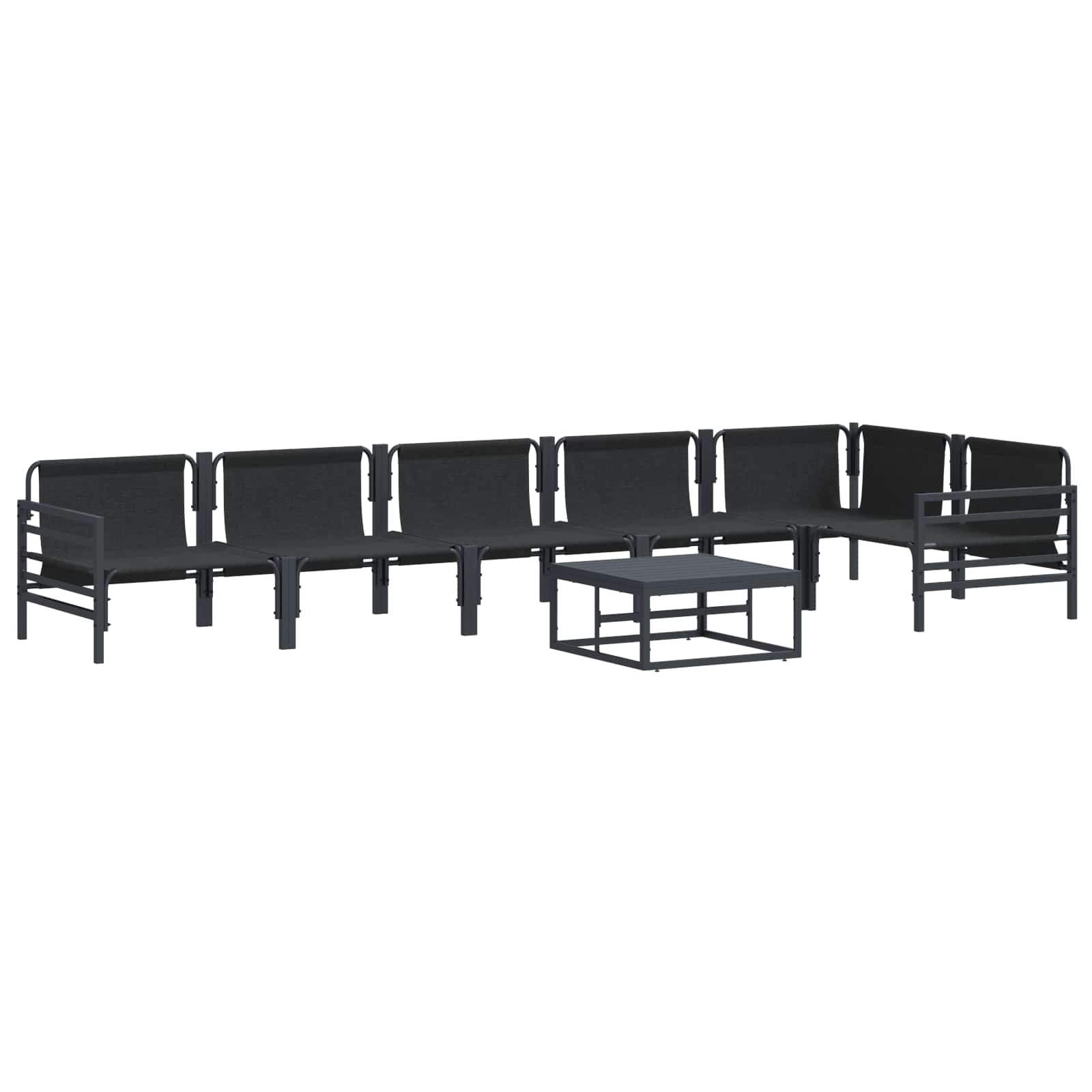 Set Divano da Giardino con cuscino 7 pcs Nero Acciaio | homemem39