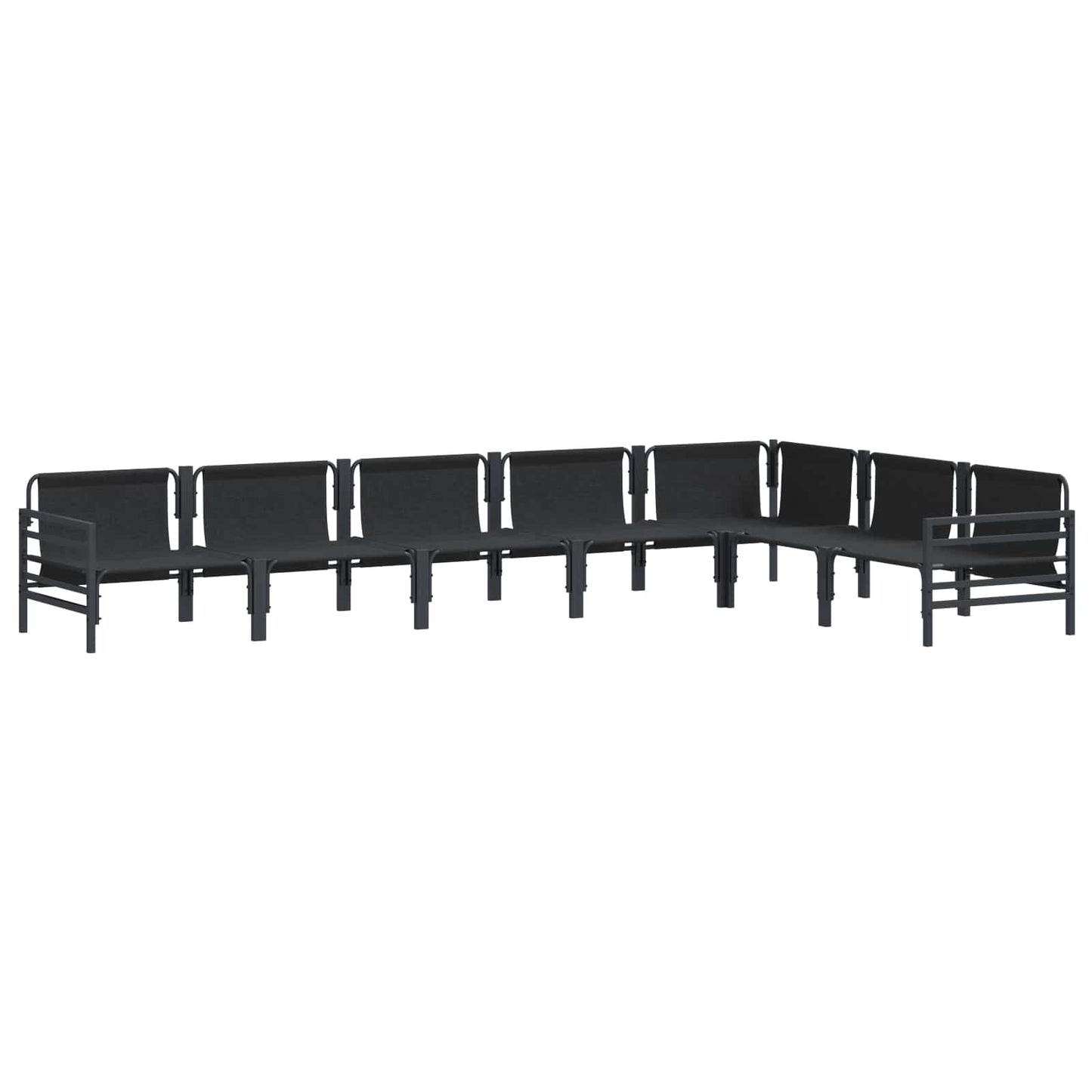 Set Divano da Giardino con cuscino 7 pcs Nero Acciaio | homemem39
