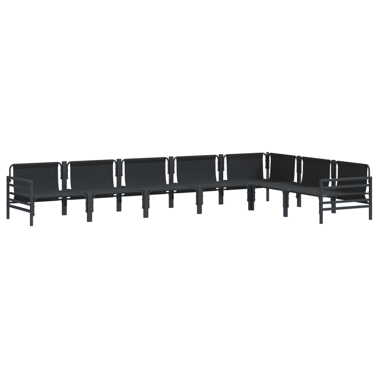 Set Divano da Giardino con cuscino 7 pcs Nero Acciaio | homemem39