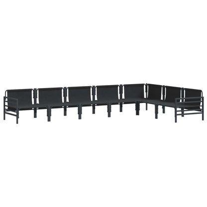 Set Divano da Giardino con cuscino 7 pcs Nero Acciaio