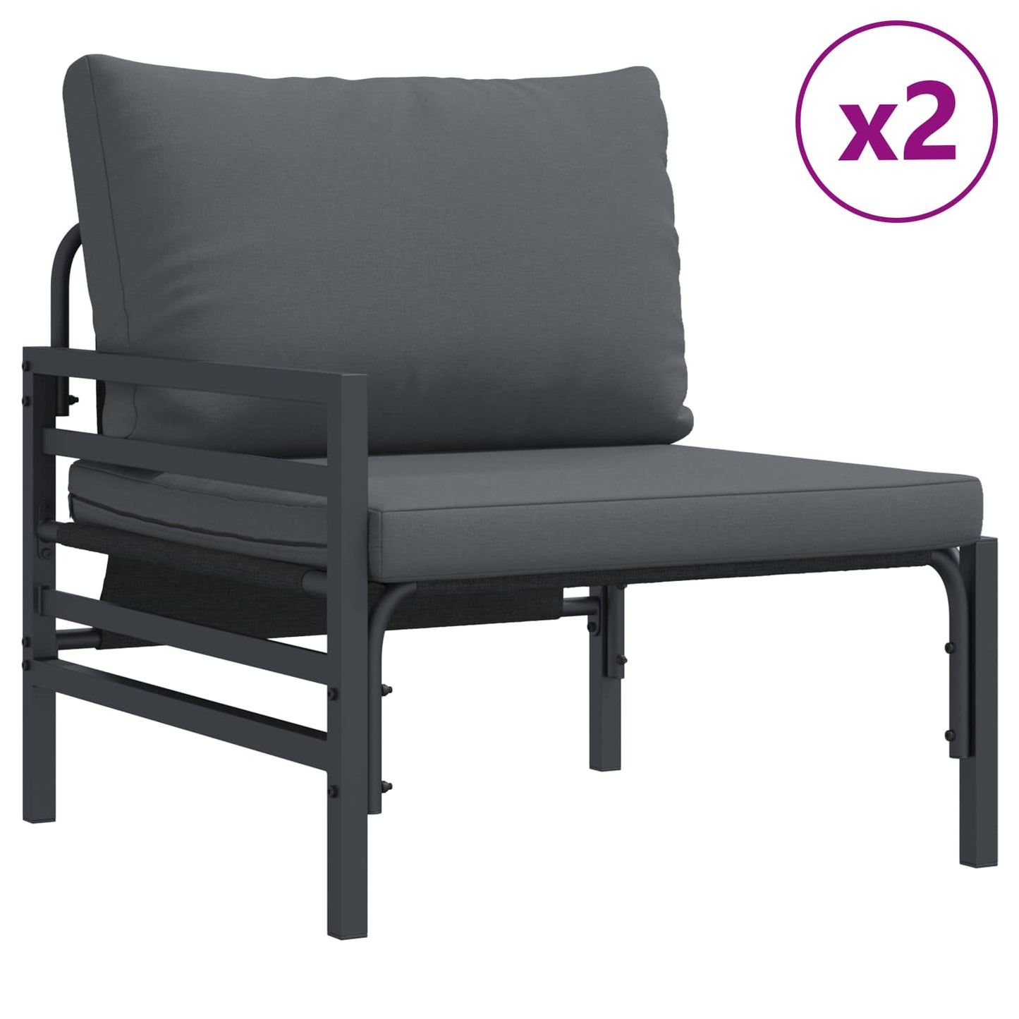 Set Divano da Giardino con cuscino 7 pcs Nero Acciaio | homemem39