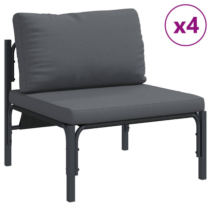 Set Divano da Giardino con cuscino 7 pcs Nero Acciaio | homemem39