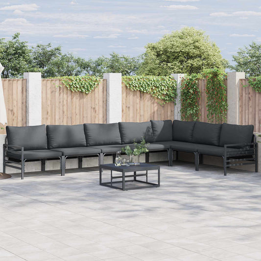 Set Divano da Giardino con cuscino 8 pcs Nero Acciaio