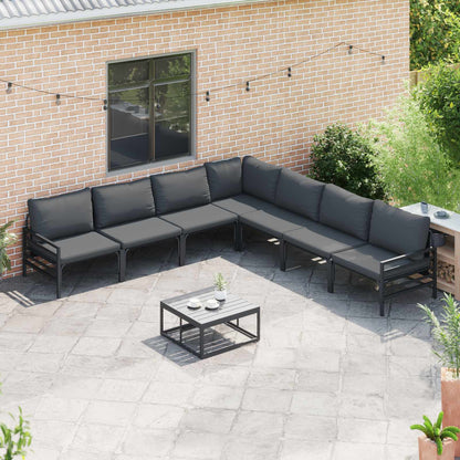 Set Divano da Giardino con cuscino 8 pcs Nero Acciaio | homemem39