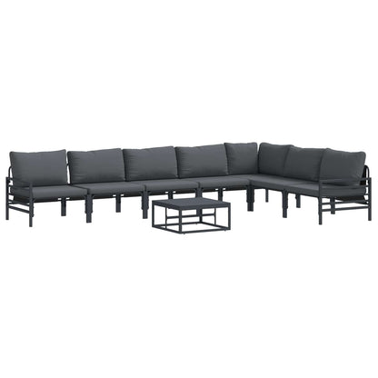 Set Divano da Giardino con cuscino 8 pcs Nero Acciaio