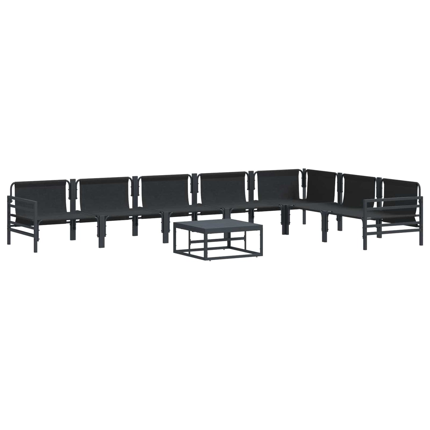 Set Divano da Giardino con cuscino 8 pcs Nero Acciaio | homemem39