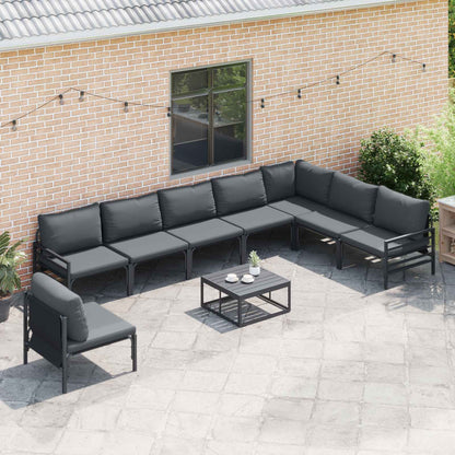 Set Divano da Giardino con cuscino 8 pcs Nero Acciaio