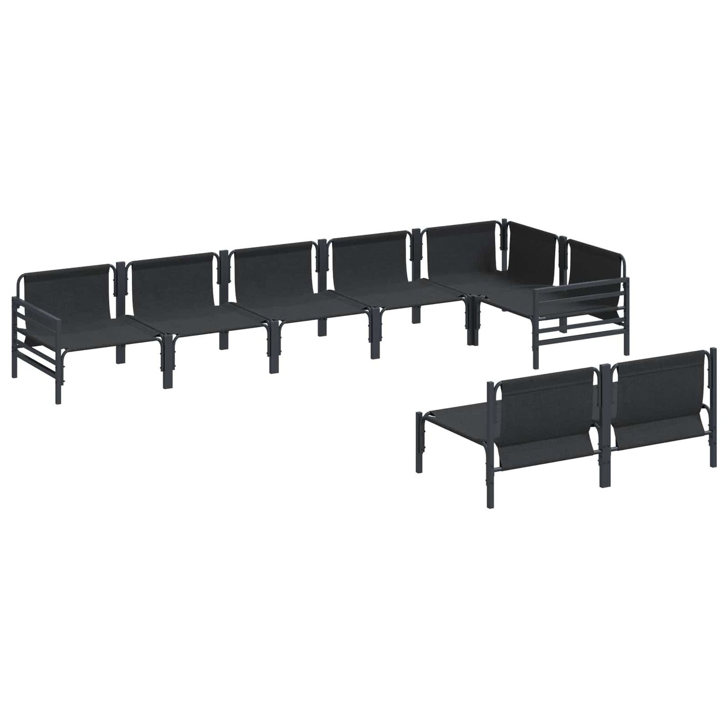 Set Divano da Giardino con cuscino 8 pcs Nero Acciaio | homemem39