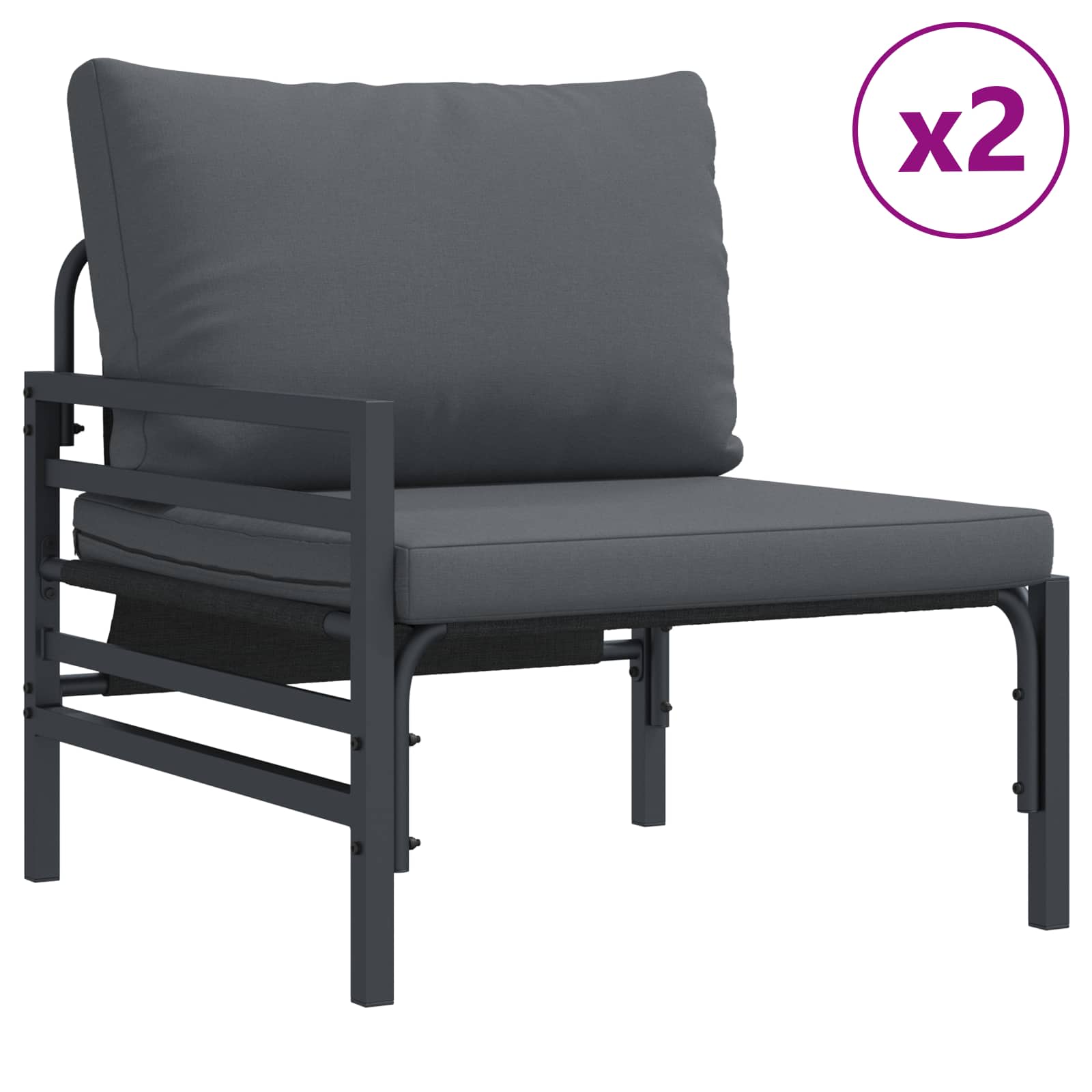 Set Divano da Giardino con cuscino 8 pcs Nero Acciaio | homemem39