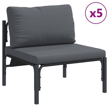 Set Divano da Giardino con cuscino 8 pcs Nero Acciaio | homemem39
