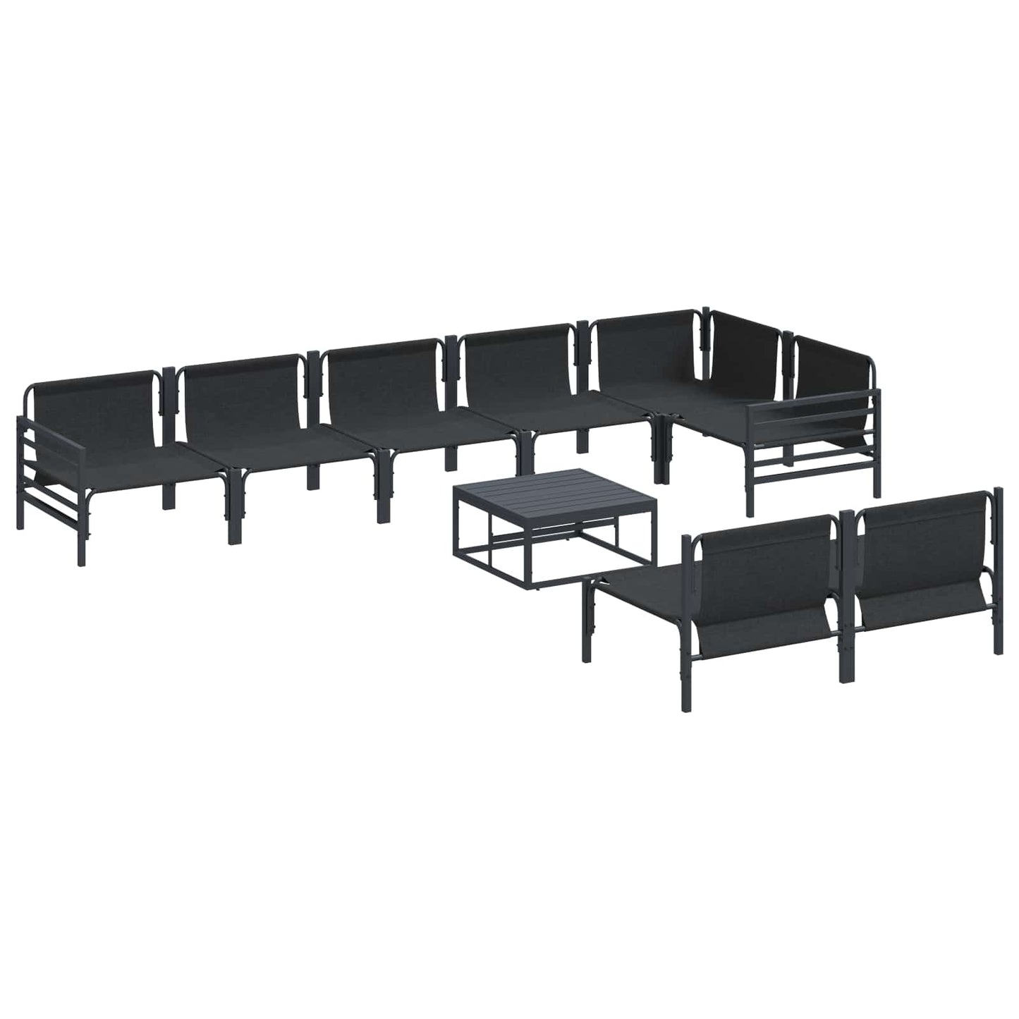 Set Divano da Giardino con cuscino 9 pcs Nero Acciaio