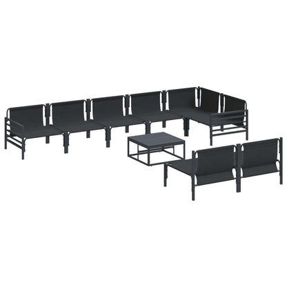 Set Divano da Giardino con cuscino 9 pcs Nero Acciaio