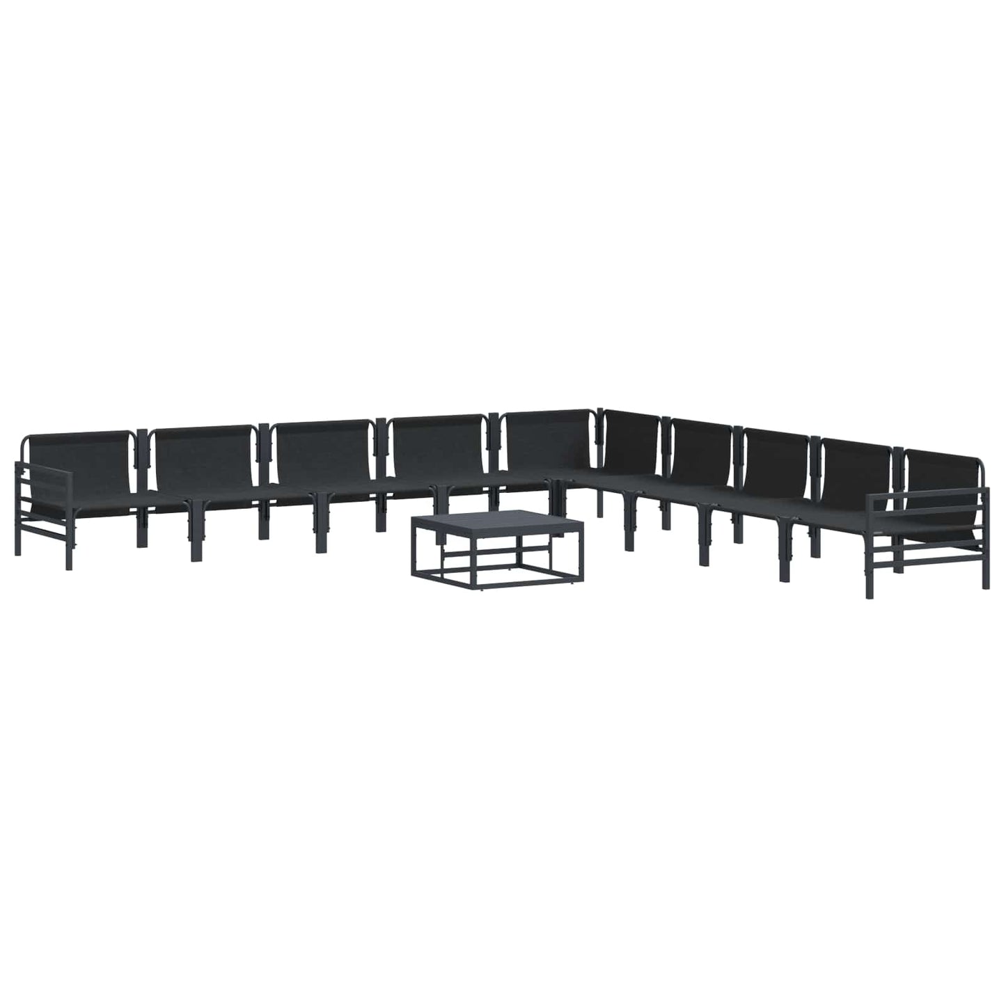 Set Divano da Giardino con cuscino 10 pcs Nero Acciaio