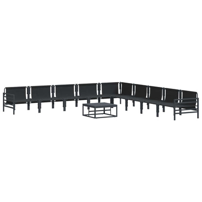 Set Divano da Giardino con cuscino 10 pcs Nero Acciaio