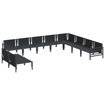 Set Divano da Giardino con cuscino 10 pcs Nero Acciaio | homemem39