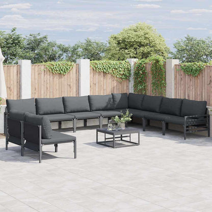 Set Divano da Giardino con cuscino 11 pcs Nero Acciaio | homemem39