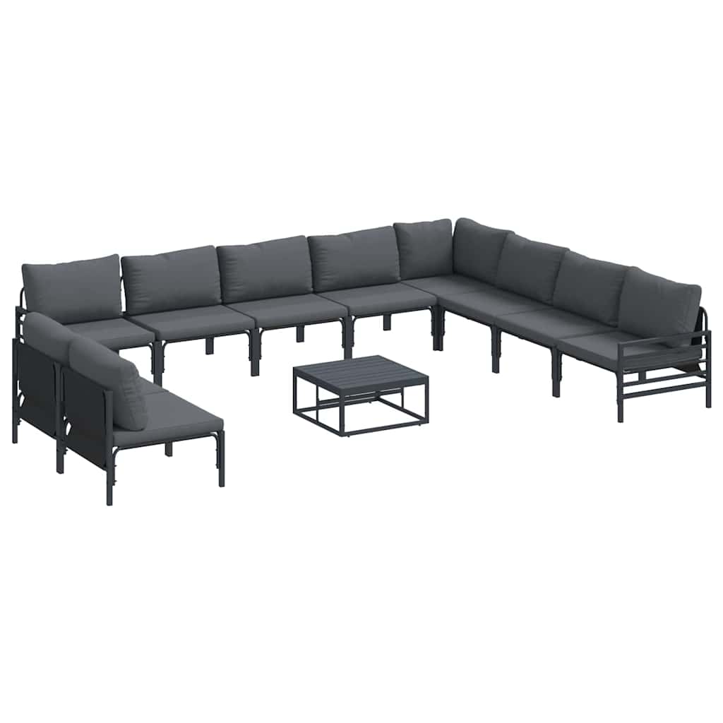 Set Divano da Giardino con cuscino 11 pcs Nero Acciaio | homemem39
