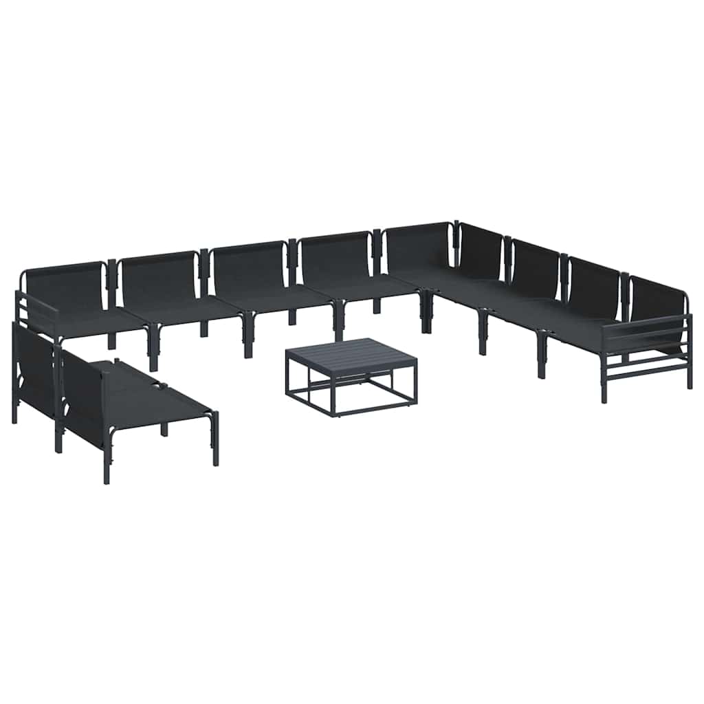 Set Divano da Giardino con cuscino 11 pcs Nero Acciaio | homemem39