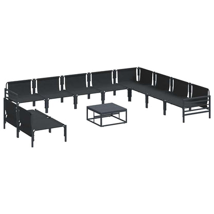 Set Divano da Giardino con cuscino 11 pcs Nero Acciaio | homemem39