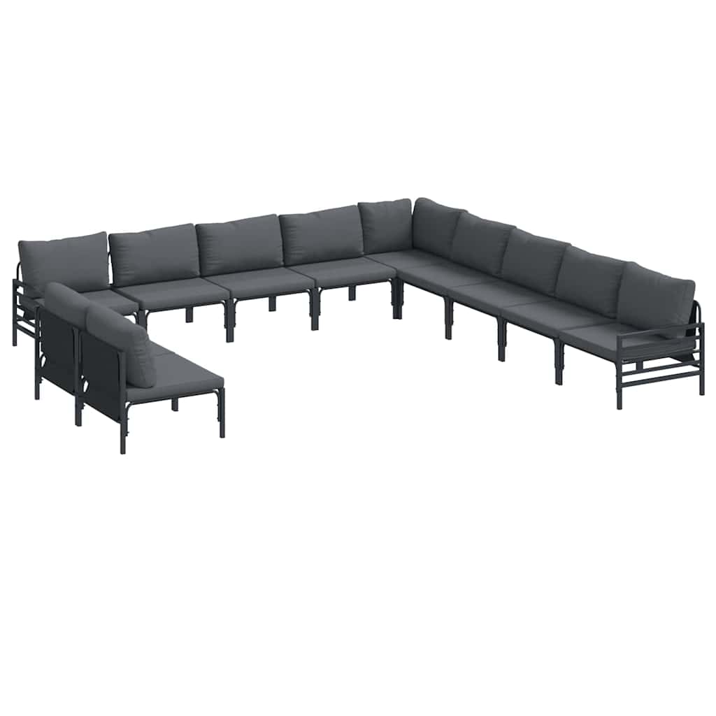 Set Divano da Giardino con cuscino 11 pcs Nero Acciaio | homemem39