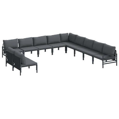 Set Divano da Giardino con cuscino 11 pcs Nero Acciaio | homemem39
