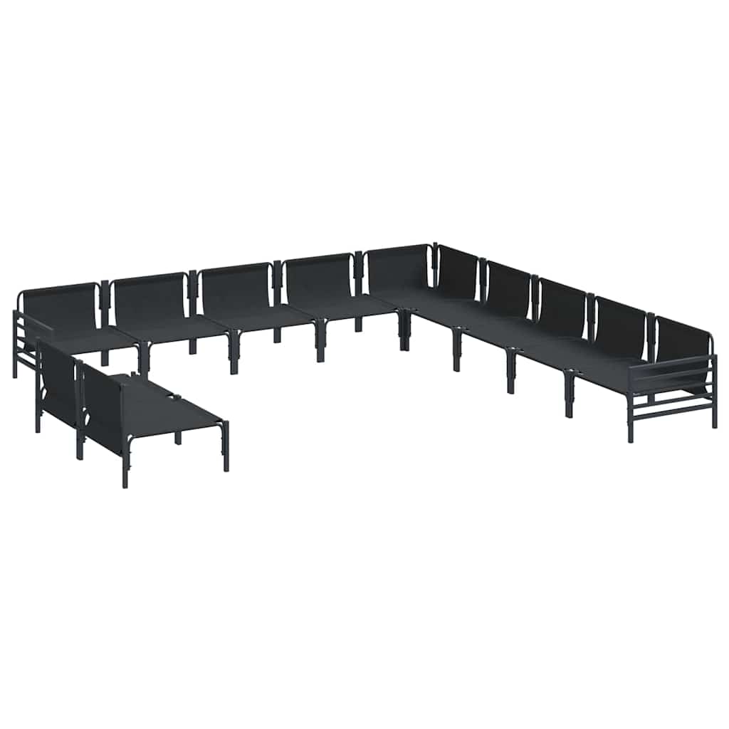 Set Divano da Giardino con cuscino 11 pcs Nero Acciaio | homemem39