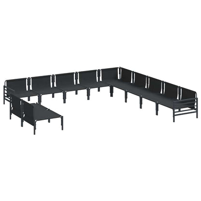 Set Divano da Giardino con cuscino 11 pcs Nero Acciaio | homemem39