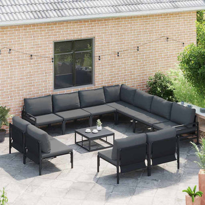 Set Divano da Giardino con cuscino 12 pcs Nero Acciaio | homemem39