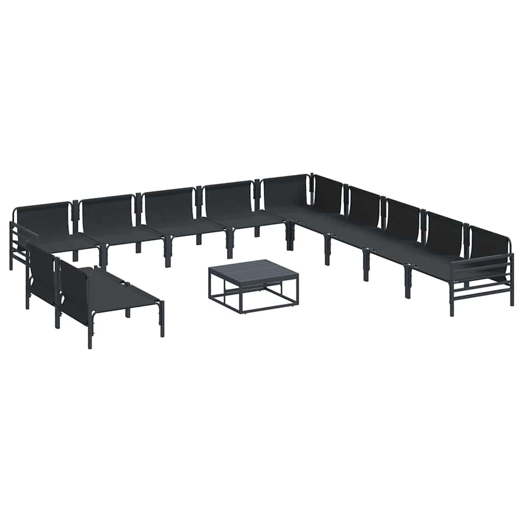 Set Divano da Giardino con cuscino 12 pcs Nero Acciaio | homemem39