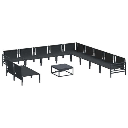 Set Divano da Giardino con cuscino 12 pcs Nero Acciaio | homemem39
