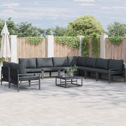 Set Divano da Giardino con cuscino 9 pcs Nero Acciaio | homemem39