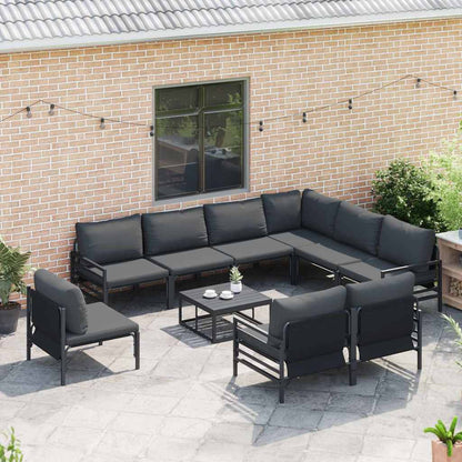 Set Divano da Giardino con cuscino 9 pcs Nero Acciaio | homemem39
