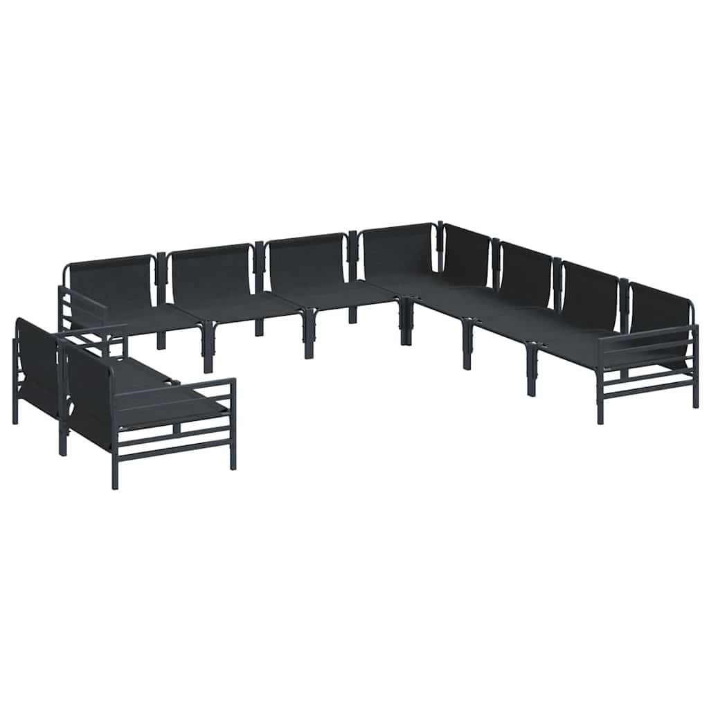 Set Divano da Giardino con cuscino 9 pcs Nero Acciaio | homemem39