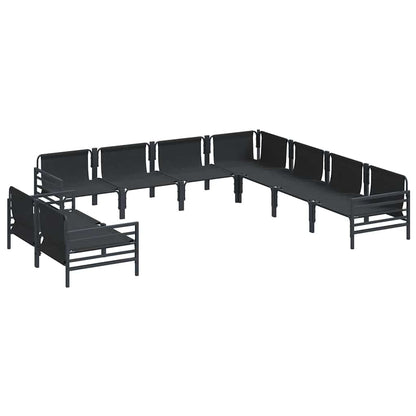Set Divano da Giardino con cuscino 9 pcs Nero Acciaio | homemem39