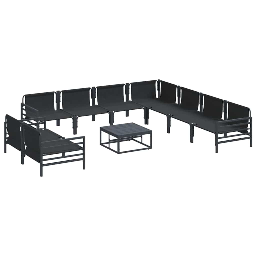 Set Divano da Giardino con cuscino 10 pcs Nero Acciaio | homemem39