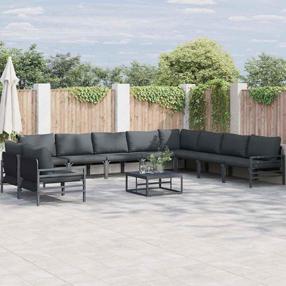 Set Divano da Giardino con cuscino 10 pcs Nero Acciaio | homemem39