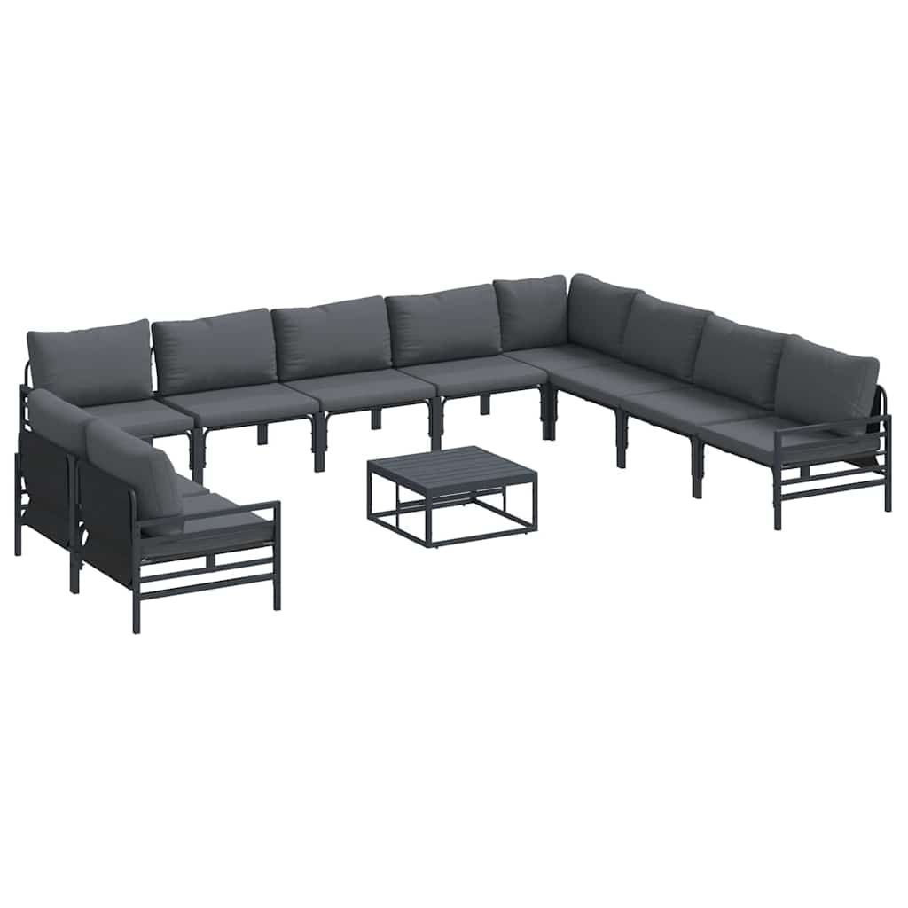 Set Divano da Giardino con cuscino 11 pcs Nero Acciaio | homemem39