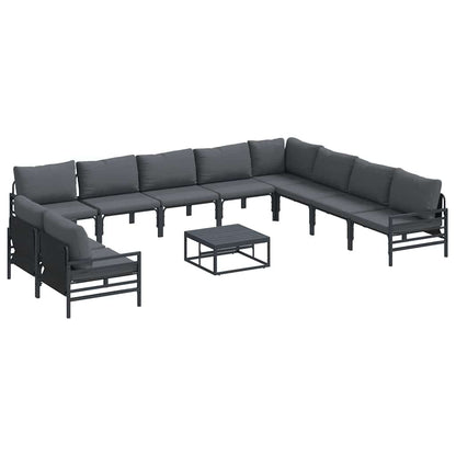 Set Divano da Giardino con cuscino 11 pcs Nero Acciaio | homemem39