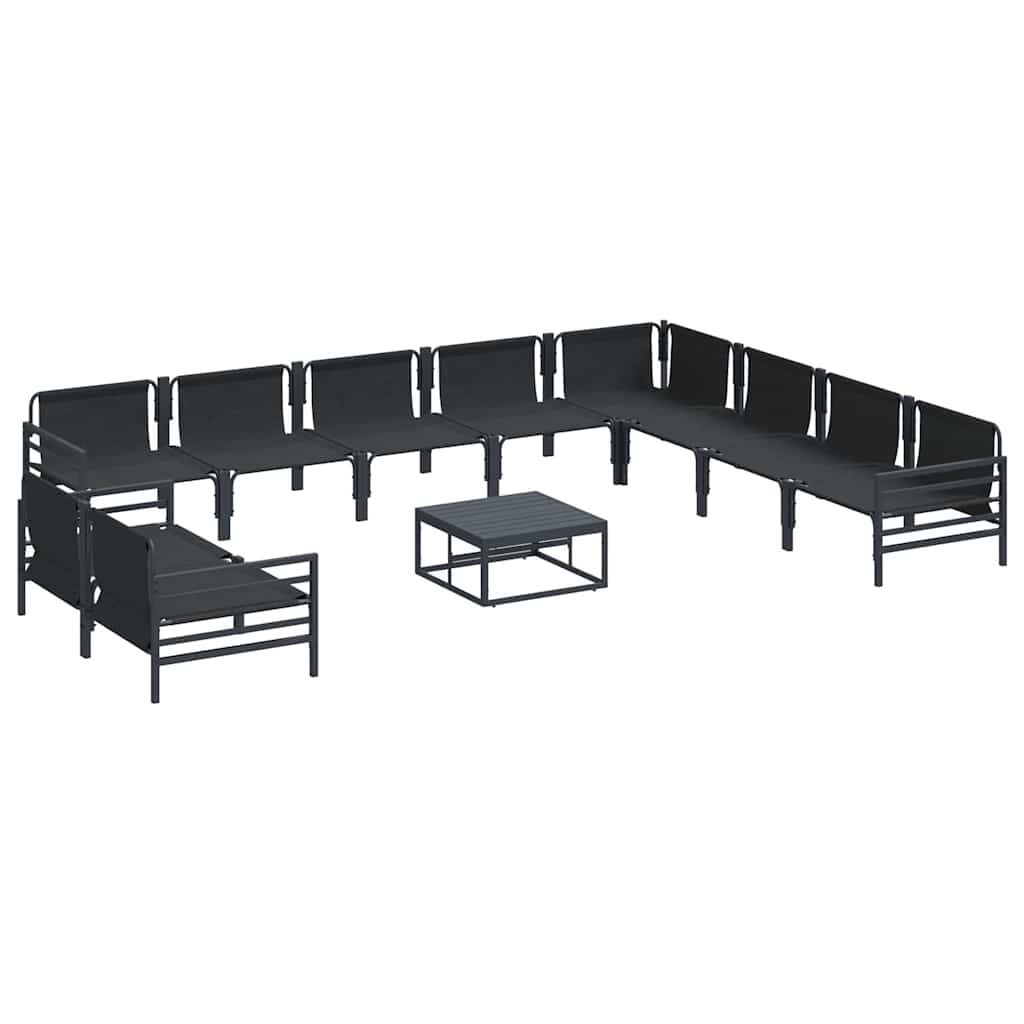 Set Divano da Giardino con cuscino 11 pcs Nero Acciaio | homemem39