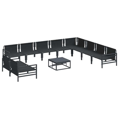 Set Divano da Giardino con cuscino 11 pcs Nero Acciaio | homemem39